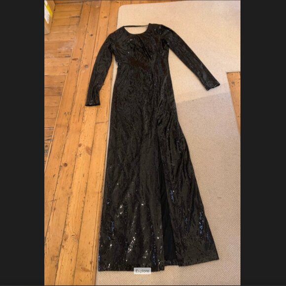 Galvan London Adela Open-back Sequined Gown In Black - Picture 5 of 9